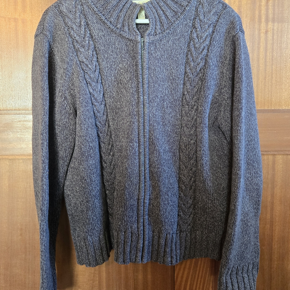 Vtg Cabela's Womens Charcoal Zip-Up Sweater